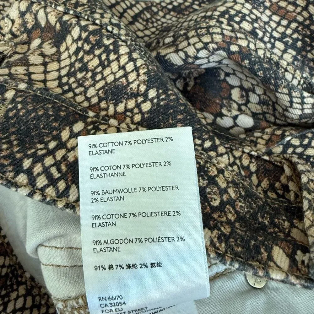 Free People We The Free Raw High Rise Snake Print Skinny Jeans Womens Size 26